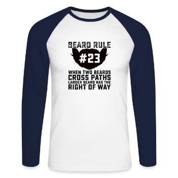 Full beard and beard bearer Beard hair Moustache - Unisex Long Sleeve Baseball T-Shirt - white/navy - Front - Nik (191cm)