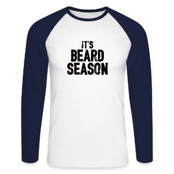 Vollbart und Bartträger Barthaare Schnauzbart - Unisex Baseballshirt langarm - Weiß/Navy - Vorne - Nik (191cm)