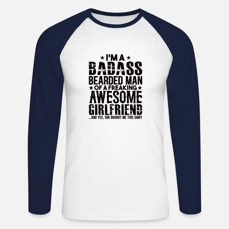 Bart Partner Beziehung Freundin Geschenk - Unisex Baseballshirt langarm - Weiß/Navy
