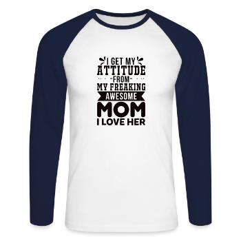 Stolze Mama Einer Wundervollen Tochter Geschenk - Unisex Baseballshirt langarm - Weiß/Navy - Vorne - Nik (191cm)