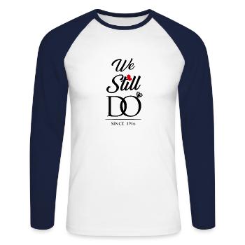 We Still Do Since 1916 Wedding Anniversary - Unisex Long Sleeve Baseball T-Shirt - white/navy - Front - Nik (191cm)
