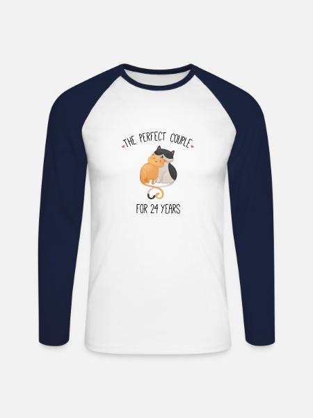 Das perfekte Paar für 24 Jahre Hochzeit - Unisex Baseballshirt langarm - Weiß/Navy