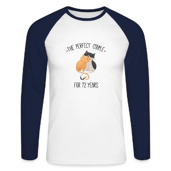 The Perfect Couple For 72 Years Wedding - Unisex Long Sleeve Baseball T-Shirt - white/navy - Front - Nik (191cm)