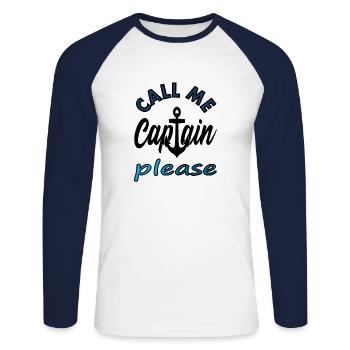 Proud Captain Boat Ship Anchor Gift Idea - Unisex Long Sleeve Baseball T-Shirt - white/navy - Front - Nik (191cm)