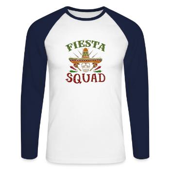 Fiesta Squad - Unisex Baseballshirt langarm - Weiß/Navy - Vorne - Nik (191cm)