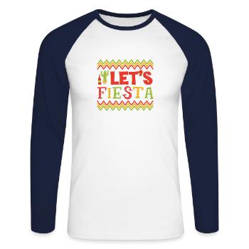 Lets Fiesta - Unisex Long Sleeve Baseball T-Shirt - white/navy - Front - Nik (191cm)