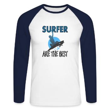 Surfer Water Sports Surfer Surfboard Gift - Unisex Long Sleeve Baseball T-Shirt - white/navy - Front - Nik (191cm)