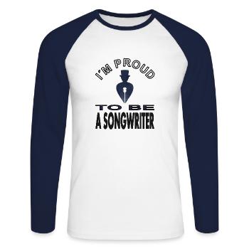 Songwriter Melodie Maestro Dirigent Geschenkidee - Unisex Baseballshirt langarm - Weiß/Navy - Vorne - Nik (191cm)