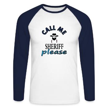 Sheriff Polizei Polizist Polizeistation Geschenk - Unisex Baseballshirt langarm - Weiß/Navy - Vorne - Nik (191cm)