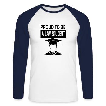 Law Study, Law Student, Law Degree Gift - Unisex Long Sleeve Baseball T-Shirt - white/navy - Front - Nik (191cm)