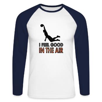 Basket-ball jouant joueur de baskteball Dunk cadeau - T-shirt baseball manches longues Homme - blanc/marine - Devant - Nik (191cm)