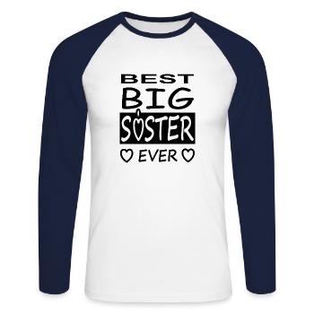 beste Schwester große Schwester Geschenkidee - Unisex Baseballshirt langarm - Weiß/Navy - Vorne - Nik (191cm)