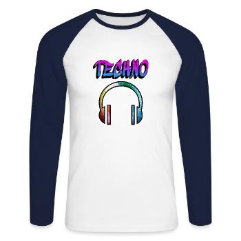 Techno Music hören Musiker Musik hören Radio gift - Unisex Baseballshirt langarm - Weiß/Navy - Vorne - Nik (191cm)