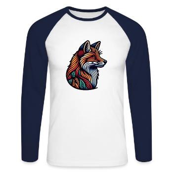 Fuchs Tier Wald Rotfuchs Wildnis - Unisex Baseballshirt langarm - Weiß/Navy - Vorne - Nik (191cm)