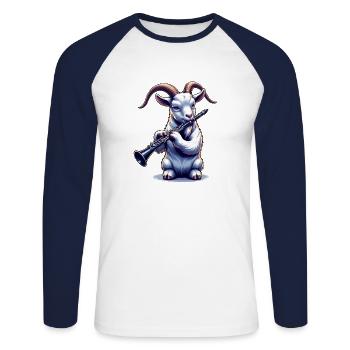 Goat Farm Clarinetist Musician - Unisex Long Sleeve Baseball T-Shirt - white/navy - Front - Nik (191cm)