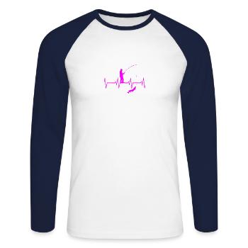 Angel Herzschlag - Unisex Baseballshirt langarm - Weiß/Navy - Vorne - Nik (191cm)