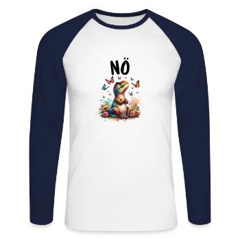 Dinosaur Dinos Saying Nope for Boys and Girls - Unisex Long Sleeve Baseball T-Shirt - white/navy - Front - Nik (191cm)