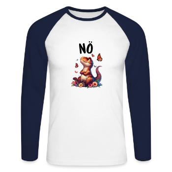 Dinosaur Dinos Saying Nope for Boys and Girls - Unisex Long Sleeve Baseball T-Shirt - white/navy - Front - Nik (191cm)