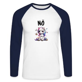 Horse Funny Saying Nope Rider Horse Lover - Unisex Long Sleeve Baseball T-Shirt - white/navy - Front - Nik (191cm)