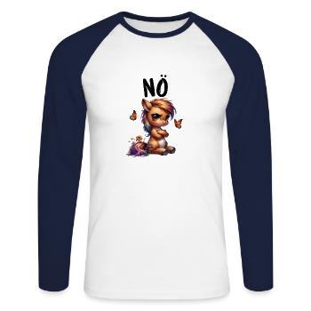 Horse Funny Saying Nope Rider Horse Lover - Unisex Long Sleeve Baseball T-Shirt - white/navy - Front - Nik (191cm)