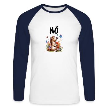 Horse Funny Saying Nope Rider Horse Lover - Unisex Long Sleeve Baseball T-Shirt - white/navy - Front - Nik (191cm)