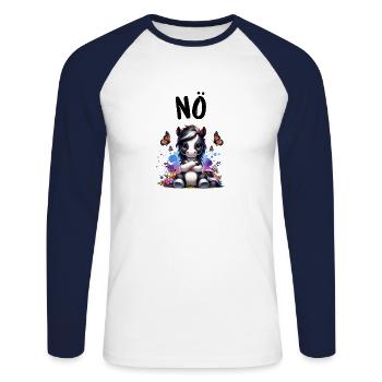 Horse Funny Saying Nope Rider Horse Lover - Unisex Long Sleeve Baseball T-Shirt - white/navy - Front - Nik (191cm)