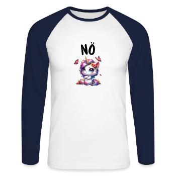 Licorne disant non Garçon et fille Créature mythique - T-shirt baseball manches longues Homme - blanc/marine - Devant - Nik (191cm)