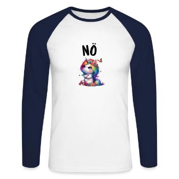 Licorne disant non Garçon et fille Créature mythique - T-shirt baseball manches longues Homme - blanc/marine - Devant - Nik (191cm)