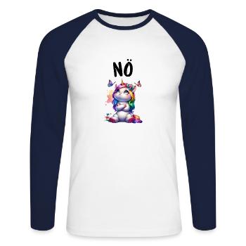 Licorne disant non Garçon et fille Créature mythique - T-shirt baseball manches longues Homme - blanc/marine - Devant - Nik (191cm)