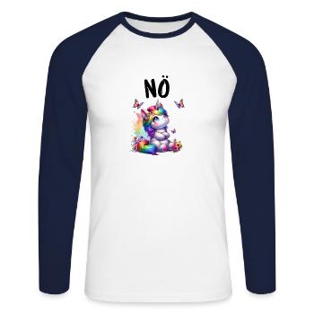 La licorne dit non aux créatures mythiques des garçons et des filles - T-shirt baseball manches longues Homme - blanc/marine - Devant - Nik (191cm)
