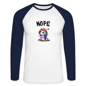 Licorne disant non Garçon et fille Créature mythique - T-shirt baseball manches longues Homme - blanc/marine - Devant - Nik (191cm)