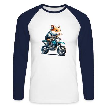 Hamster Enduro Moto Motocross Cool - T-shirt baseball manches longues Homme - blanc/marine - Devant - Nik (191cm)