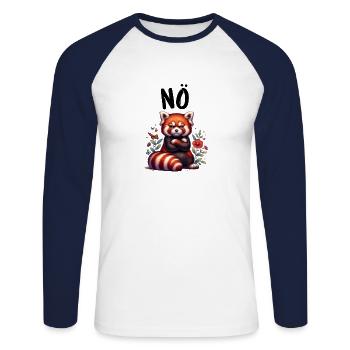 Roter Panda Lustiger Spruch Nö Feuerfuchs - Unisex Baseballshirt langarm - Weiß/Navy - Vorne - Nik (191cm)