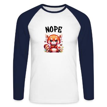 Roter Panda Lustiger Spruch Nope Feuerfuchs - Unisex Baseballshirt langarm - Weiß/Navy - Vorne - Nik (191cm)