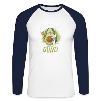 Expérimenter avec la science de l’avocat guac - T-shirt baseball manches longues Homme - blanc/marine - Devant - Nik (191cm)