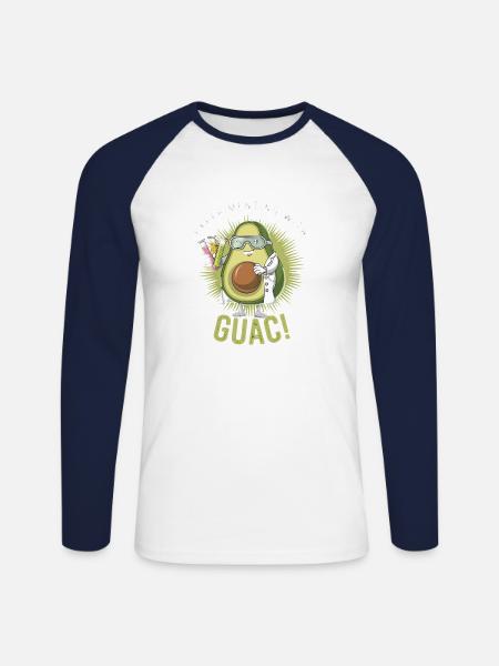 Experimenting With Guac Avocado Science - Unisex Long Sleeve Baseball T-Shirt - white/navy