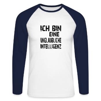 KI Spruch Ich bin eine unglaubliche Intelligenz - Unisex Baseballshirt langarm - Weiß/Navy - Vorne - Nik (191cm)