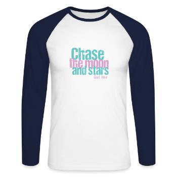Chasse à la lune et aux étoiles - T-shirt baseball manches longues Homme - blanc/marine - Devant - Nik (191cm)