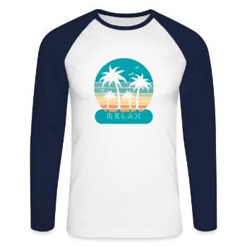 Relax - Unisex Baseballshirt langarm - Weiß/Navy - Vorne - Nik (191cm)