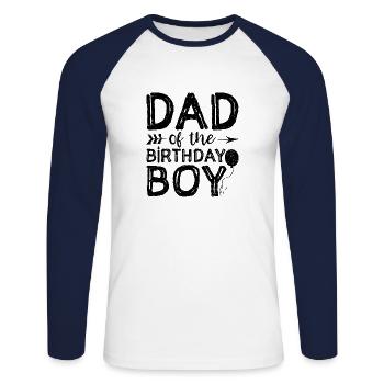 Papa du garçon d'anniversaire - anniversaire - T-shirt baseball manches longues Homme - blanc/marine - Devant - Nik (191cm)