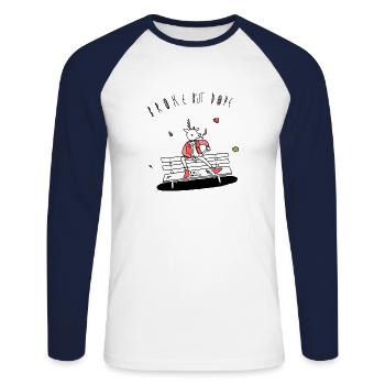 broketober - Unisex Long Sleeve Baseball T-Shirt - white/navy - Front - Nik (191cm)
