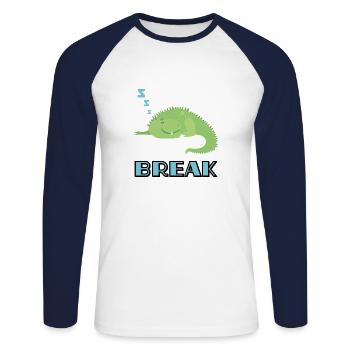 Pause - T-shirt baseball manches longues Homme - blanc/marine - Devant - Nik (191cm)