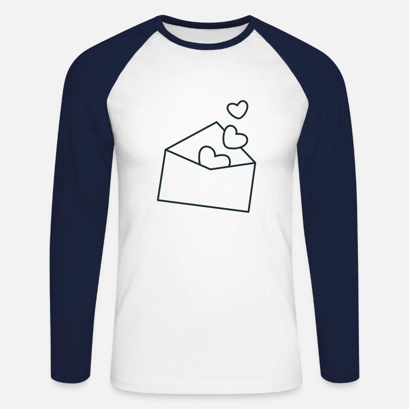 Umschlag mit Herzen - Unisex Baseballshirt langarm - Weiß/Navy
