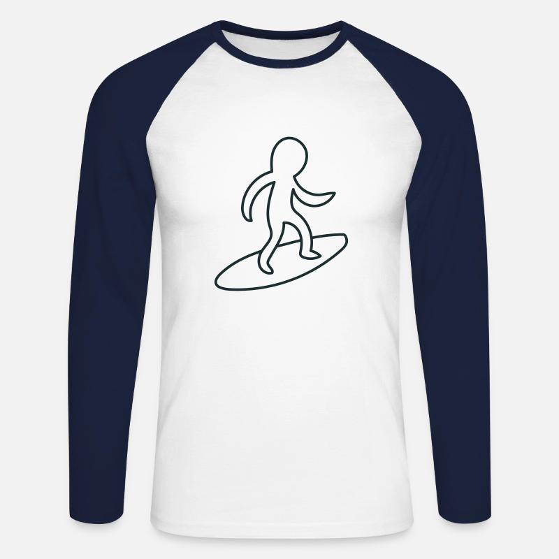 Lil Surfing Guy - Unisex Baseballshirt langarm - Weiß/Navy