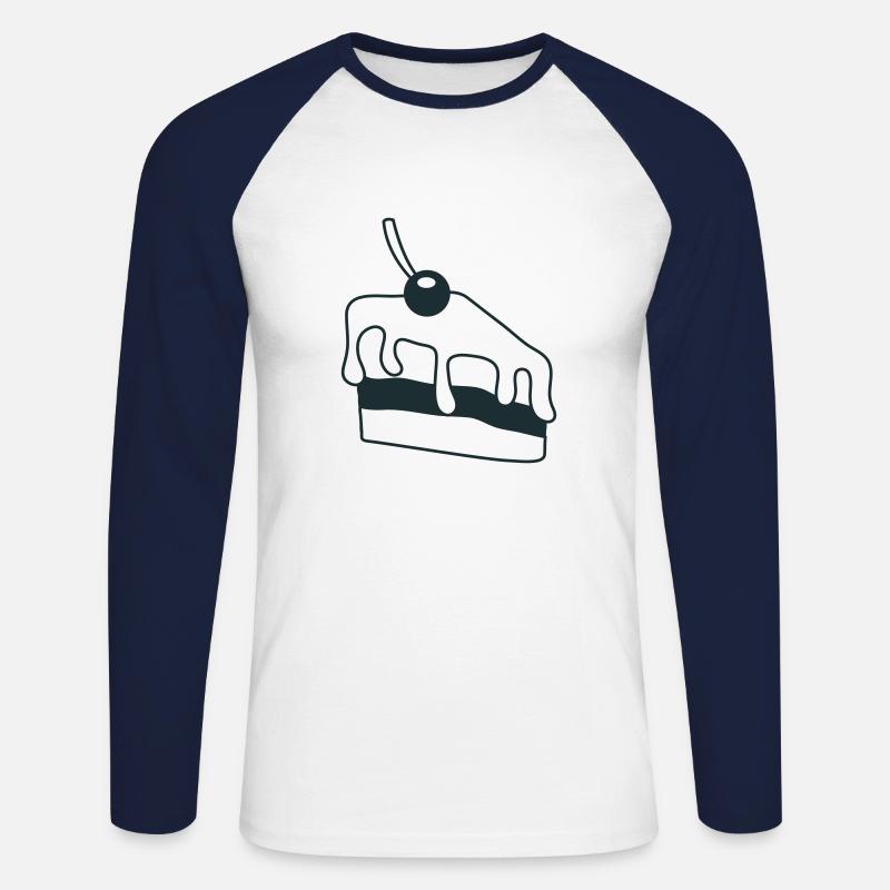 Kirschkuchen - Unisex Baseballshirt langarm - Weiß/Navy