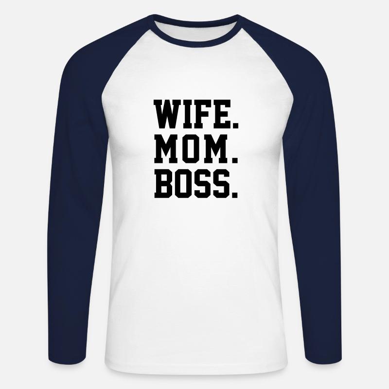 EHEFRAU MUTTER CHEF - Unisex Baseballshirt langarm - Weiß/Navy