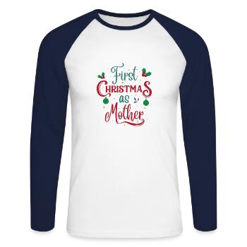 Erstes Weihnachten als Mutter - Unisex Baseballshirt langarm - Weiß/Navy - Vorne - Nik (191cm)