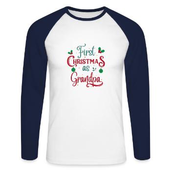 First Christmas as Grandpa - Unisex Long Sleeve Baseball T-Shirt - white/navy - Front - Nik (191cm)