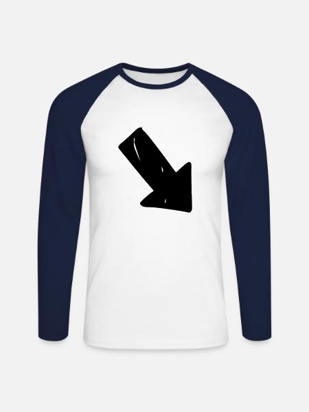 Arrow drawing sketch black - Unisex Long Sleeve Baseball T-Shirt - white/navy