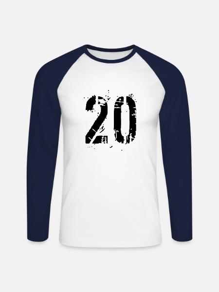 20 Number 20 years - Unisex Long Sleeve Baseball T-Shirt - white/navy